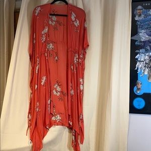 Coral Floral Shawl/Kimono